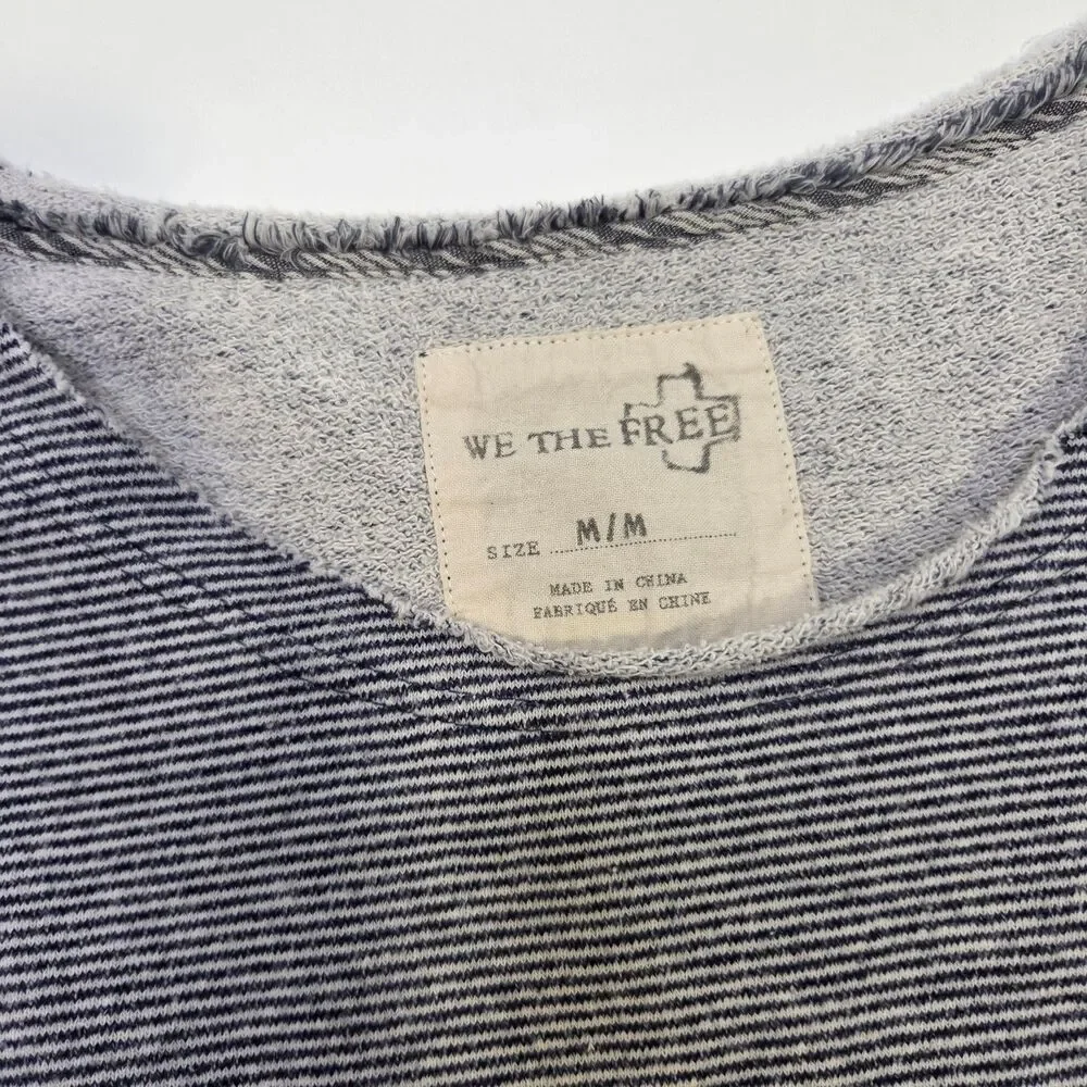 FREE PEOPLE Striped Patchwork Sleeve Knit Top Medium